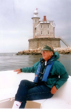Bas on the boat by the lighthouse Bas on the boat by the lighthouse