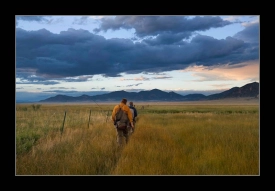 Landon and Jay walking by a fence Landon and Jay walking by a fence